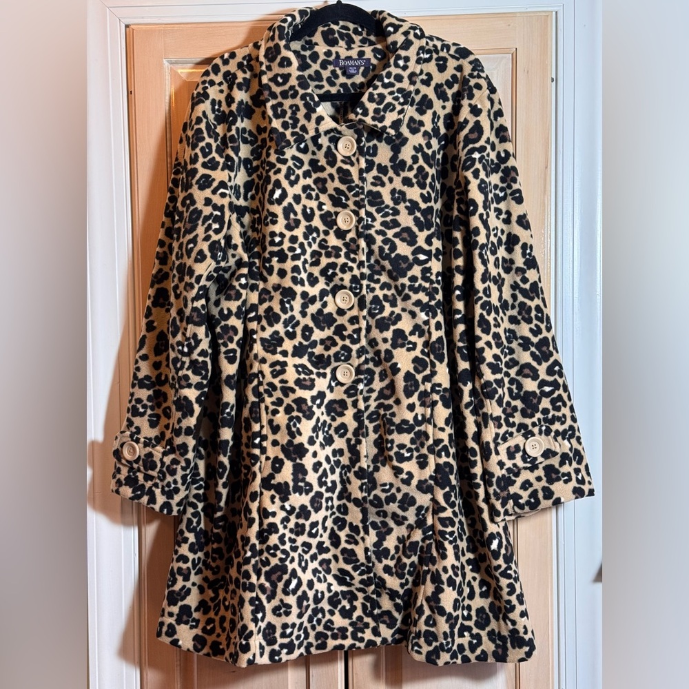 Roaman's Leopard Print Jacket in Black and Tan